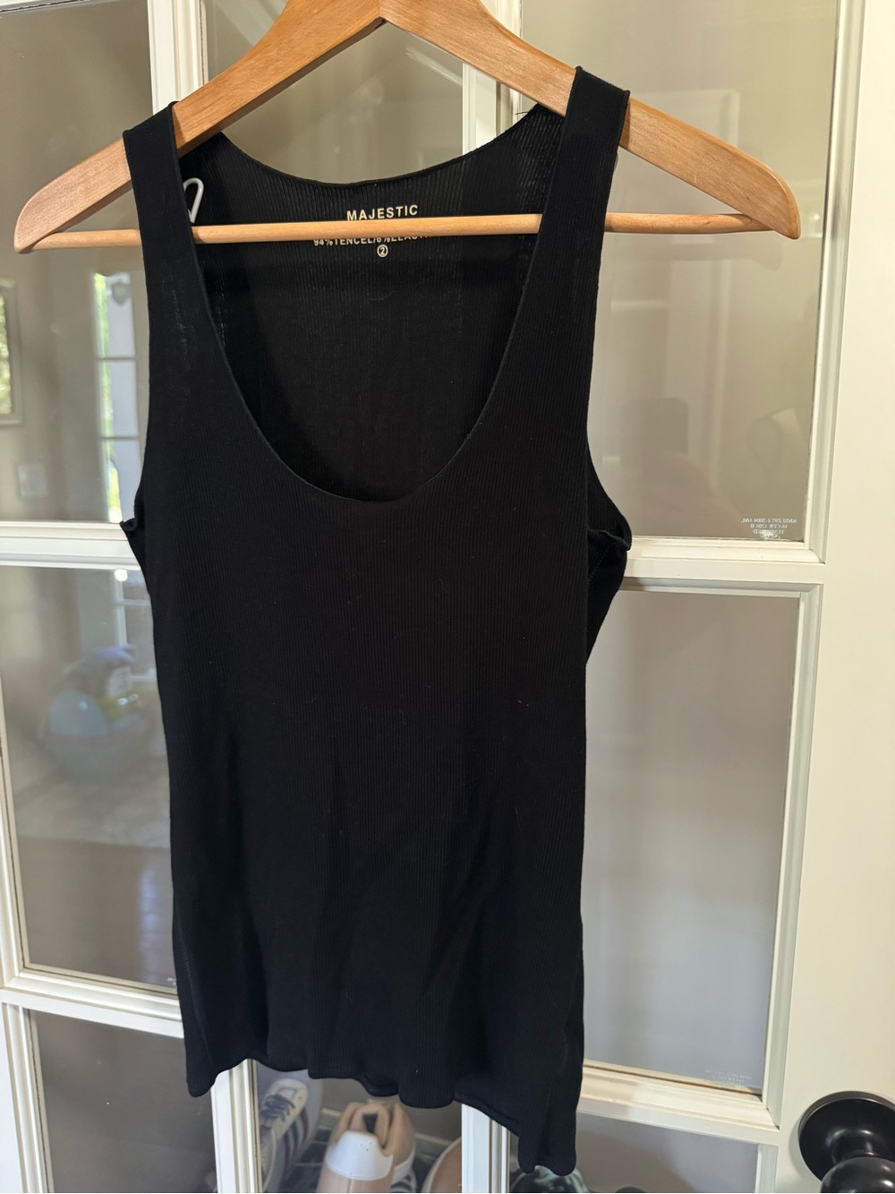 Majestic filatures women’s black ribbed tank top size 2 (small)